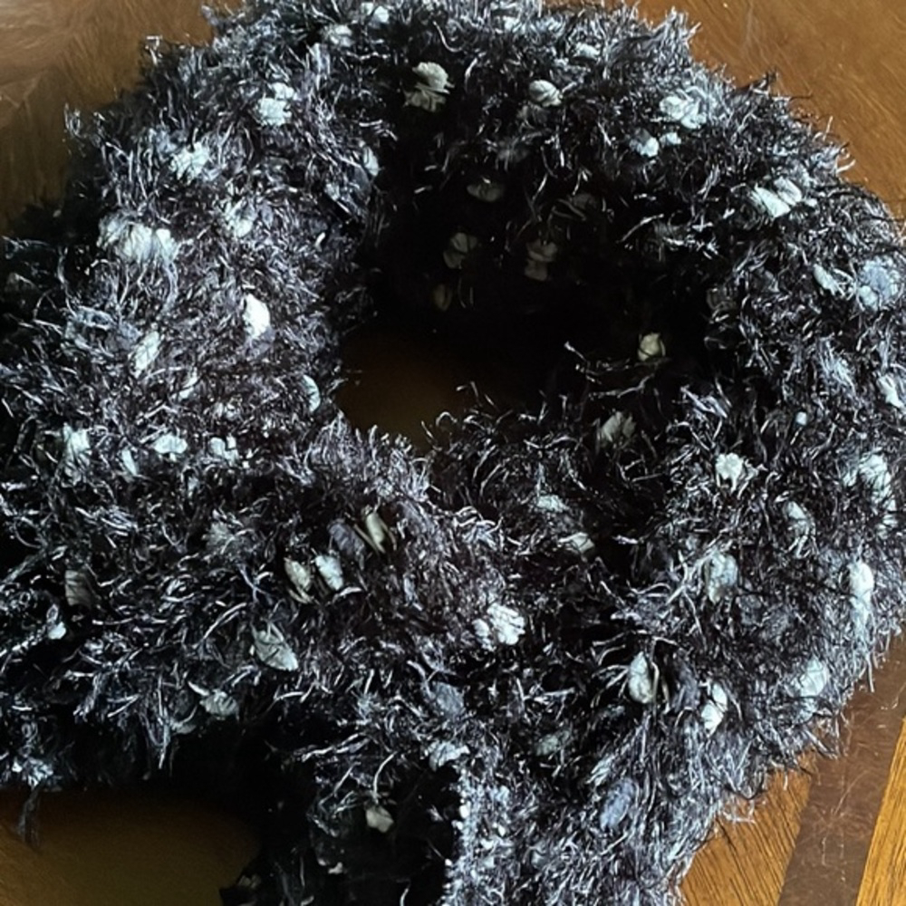 Vintage Black & White Fluffy Polka Dot Scarf